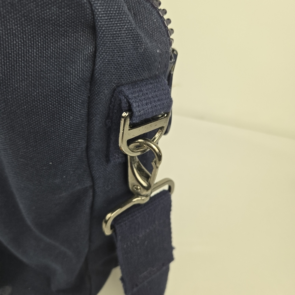 90s Vintage Blue Lands End Messenger cross body Bag With Strap - Picture 7 of 11